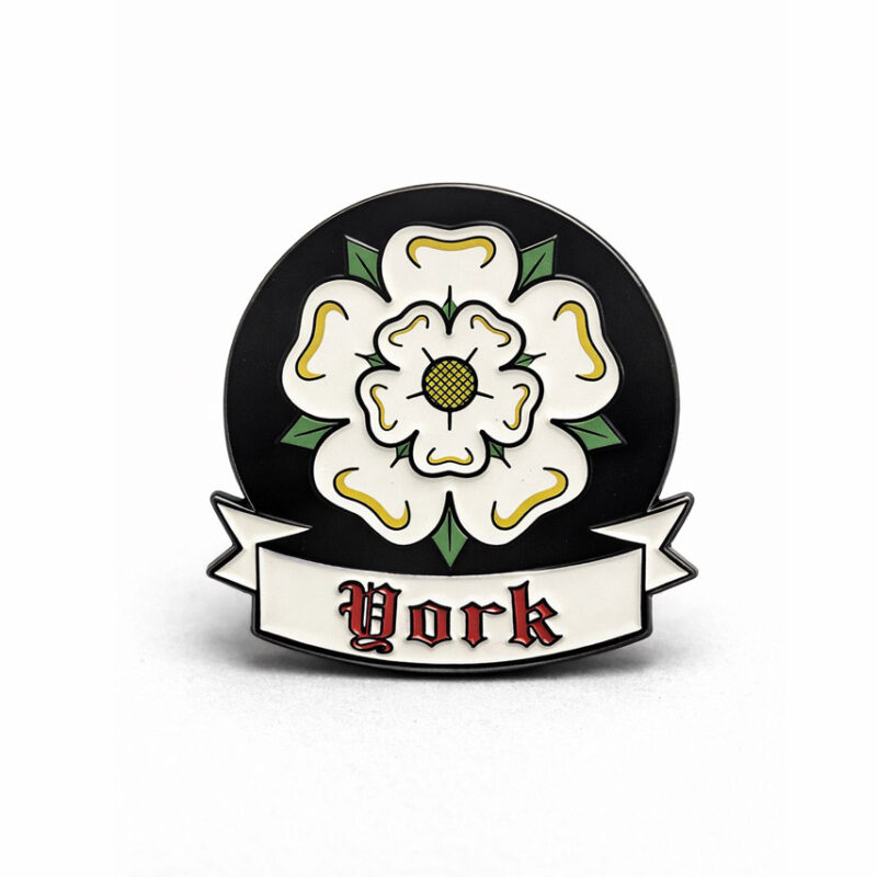 York Rose Banner Pin - black