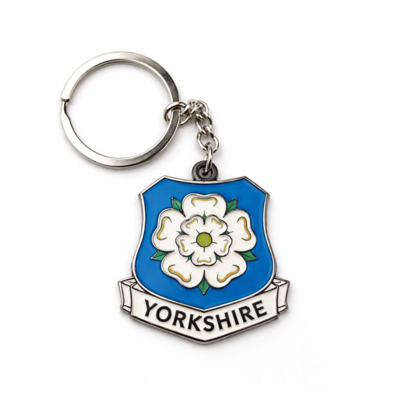 Yorkshire White Rose Keyring (blue)