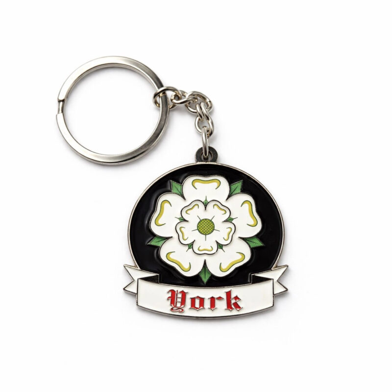 York White Rose Keyring (black)